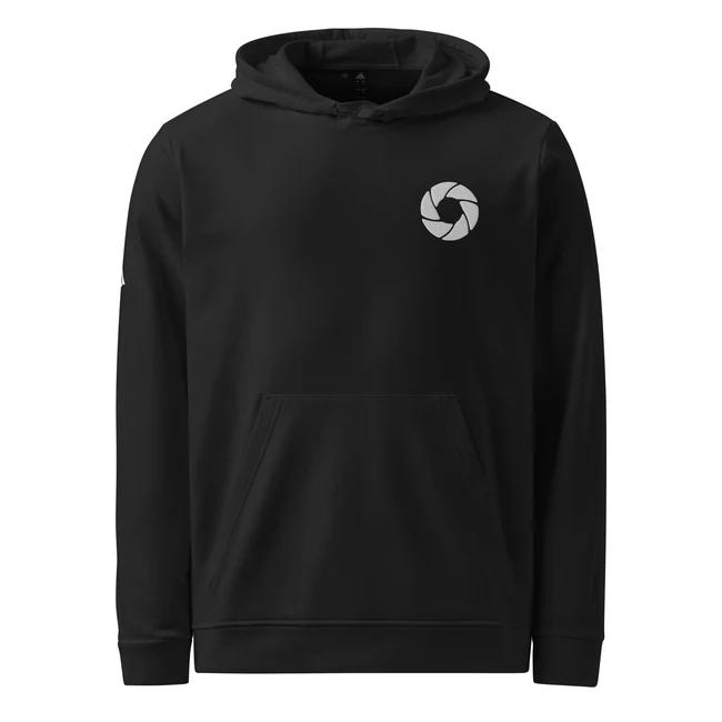 black fleece hoodie with project odyssey logo