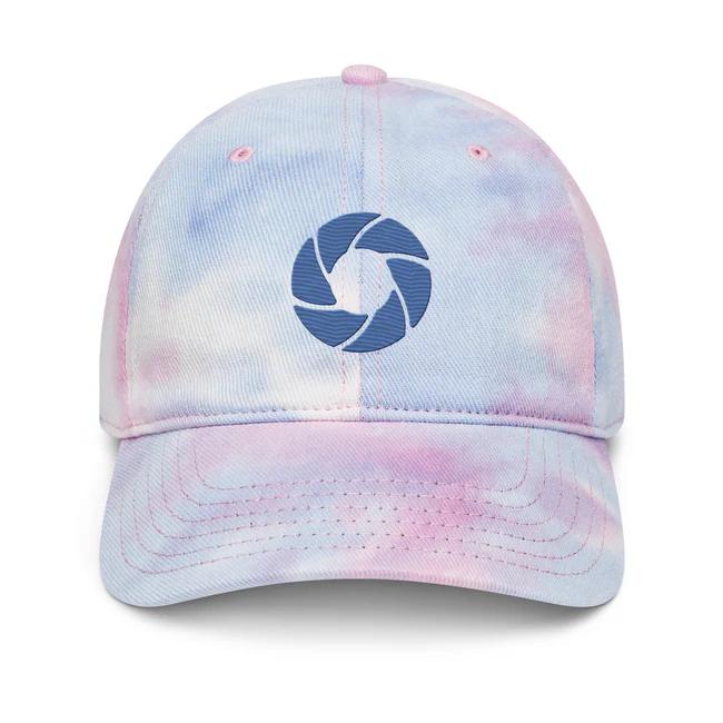 cotton candy tie dye hat with project odyssey logo