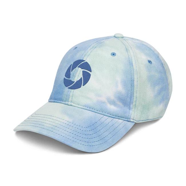 cotton candy tie dye hat with project odyssey logo